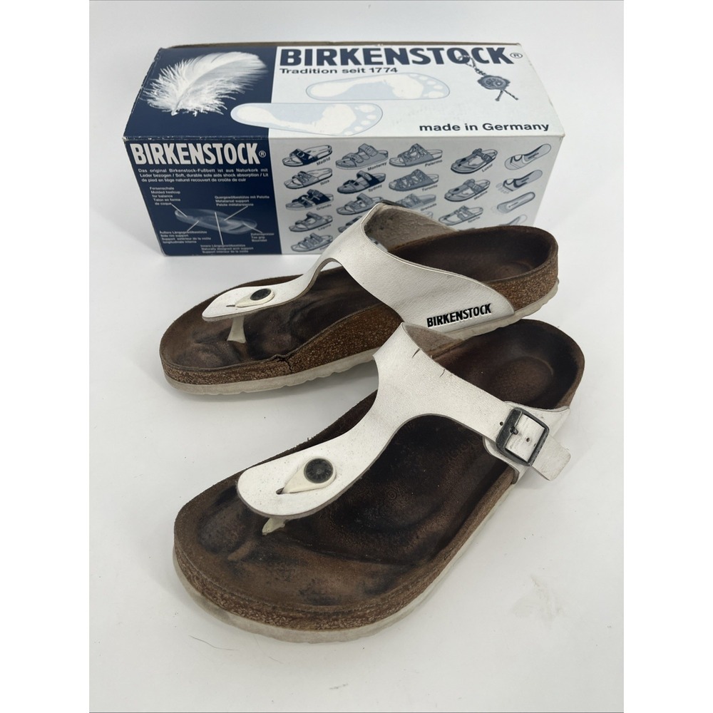 Birkenstock Gizeh Thong Sandals White BIRKO FLOR Unisex Size 39 Women 8 Men 6